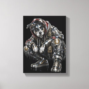 Toile d'art mural Chien Disco – Mosaïque moderne d