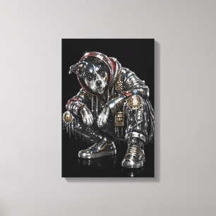 Toile d'art mural Chien Disco – Mosaïque moderne d