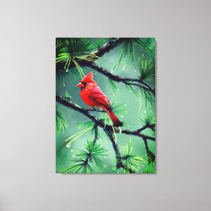 Toile d'art mural rouge Cardinal Oiseau