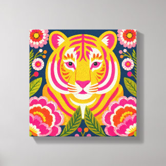 Toile d'art murale de tigre coloré Impression flor