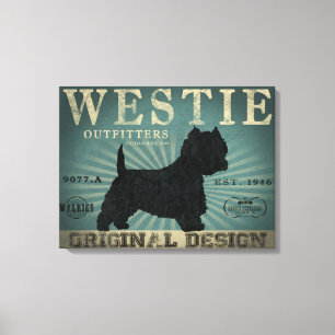 Toile d'art rustique de chien de Westie