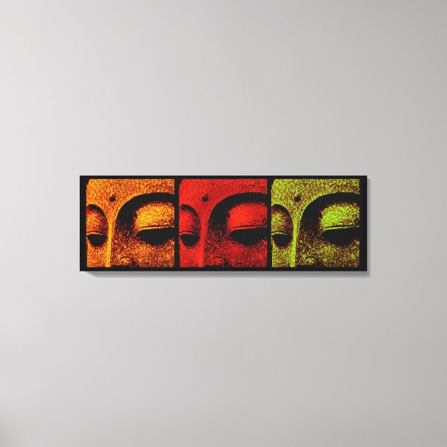 Toile d'art triptyque Bouddha Visages (Recto)