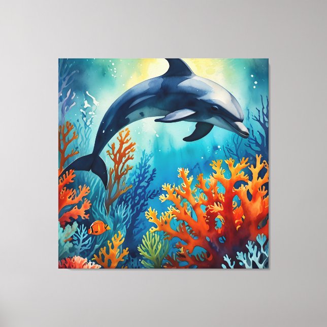 Toile Dauphin gracieux dans Coral Paradise (Recto)