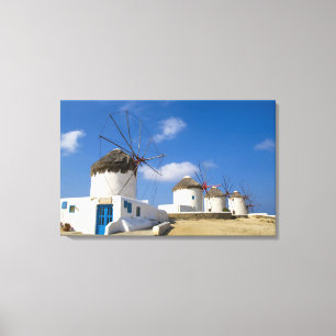 Toile De beaux moulins à vent sur l'île de Mykonos,