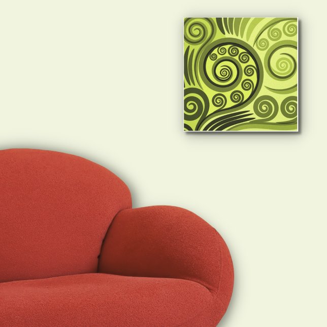 Toile de boule jaune-vert moderne à feuilles de fo (Modern Yellow-Green Fern Leaf Curl Canvas Print, Living Room and Home)