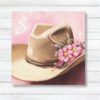 Toile de chapeau de cowgirl avec monogramme de fle