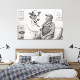 Toile de croquis au crayon d'un docteur de vache e