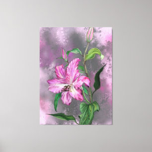 Toile de Fleurs Lys Violet Rose Imprimer