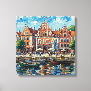 Toile de fond colorée de la ville de Riga au bord