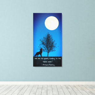Toile de fond de loup et pleine lune