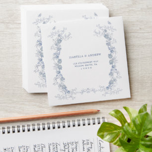 Toile de Jouy Baby Shower Blue Chinoiserie Floral  Envelope