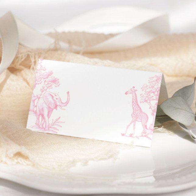 Toile de jouy baby shower Safari rose Cartes (Créateur téléchargé)