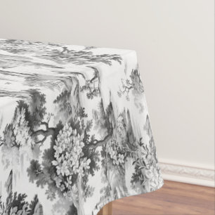 Toile de jouy,black and white,porcelain, tablecloth