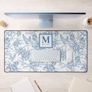 Toile de Jouy bleue monogramme nom
