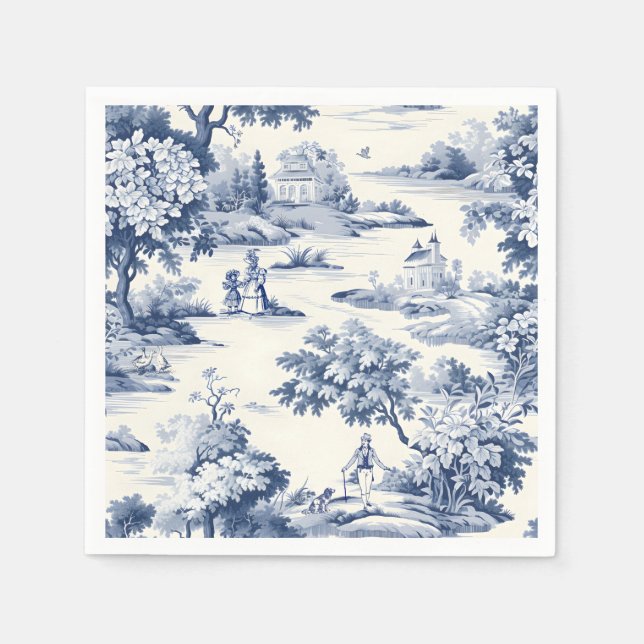 Toile de jouy,blue and white,porcelain, napkin (Front)