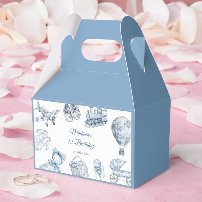 Toile De Jouy Blue Birthday Party Favor Box (Wedding)