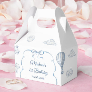 Toile De Jouy Blue Bow Birthday Party Favor Box