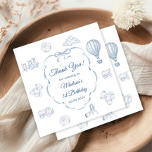 Toile De Jouy Blue Bow Birthday Party