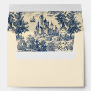 Toile de Jouy Blue Castle on Aged Ivory  Envelope