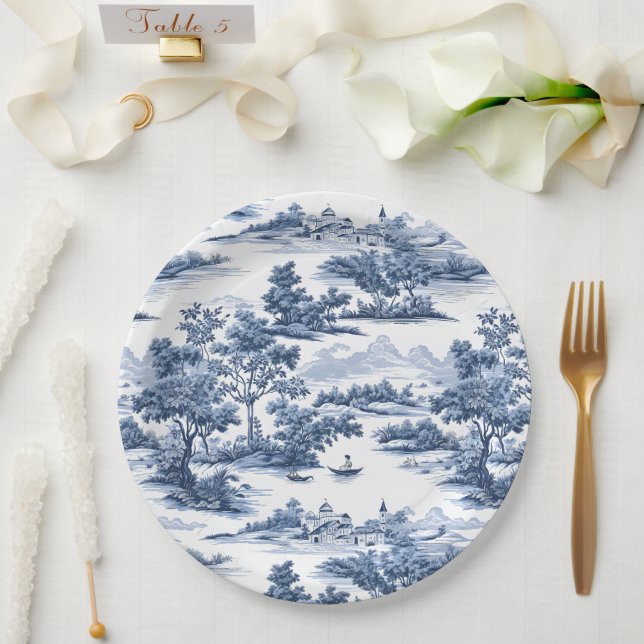 Toile de jouy ,blue china ,porcelain,blue willow  paper plate (Wedding)