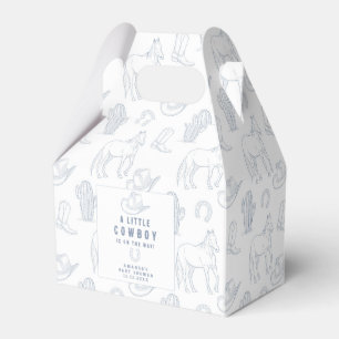 Toile de Jouy Blue Cowboy Western Baby Shower Favor Box