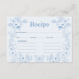 Toile De Jouy Blue Floral Bridal Shower Recipe Enclosure Card