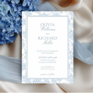 Toile de Jouy Blue Wedding Invitation,  Invitation