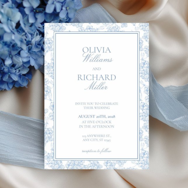 Toile de Jouy Blue Wedding Invitation,  Invitation (Creator Uploaded)