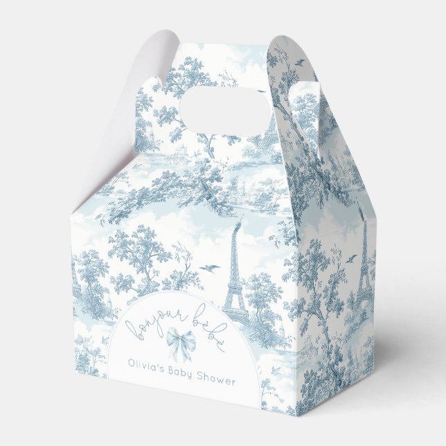 Toile de Jouy Bonjour BebeFrench baby shower Favor Box (Front Side)