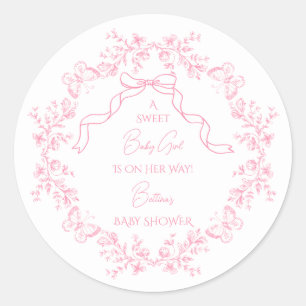 Toile de Jouy Chinoiserie Butterflies Baby Shower Classic Round Sticker