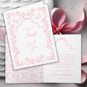 Toile de Jouy Chinoiserie Butterflies Baby Shower Thank You Card