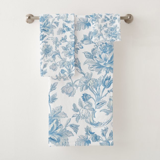 Toile-de-jouy Chinoiseries Blue Floral Pattern (En situation)