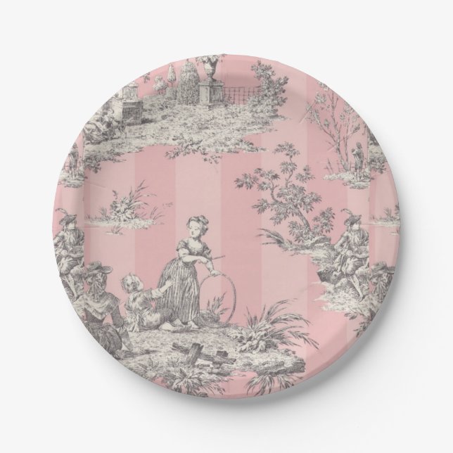Toile De Jouy Custom Paper Plates 7" (Front)