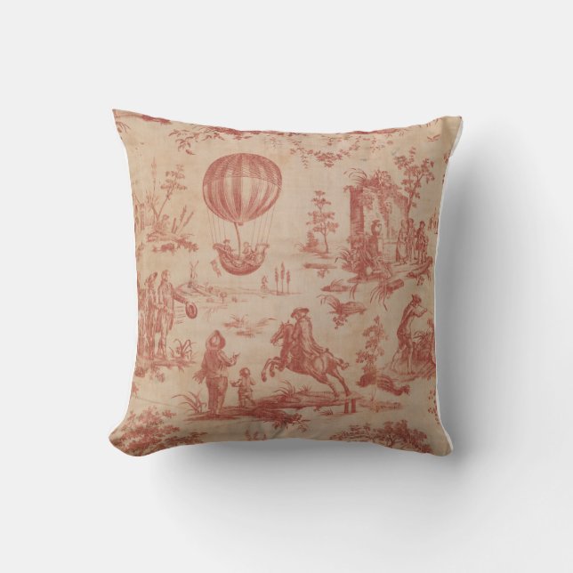 Toile de jouy Floral Vintage  Throw Pillow (Front)