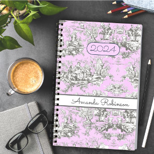 Toile de Jouy Florale Rose Vintage Monogramme
