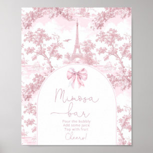 Toile de Jouy French Bow Pink Mimosa bar Poster