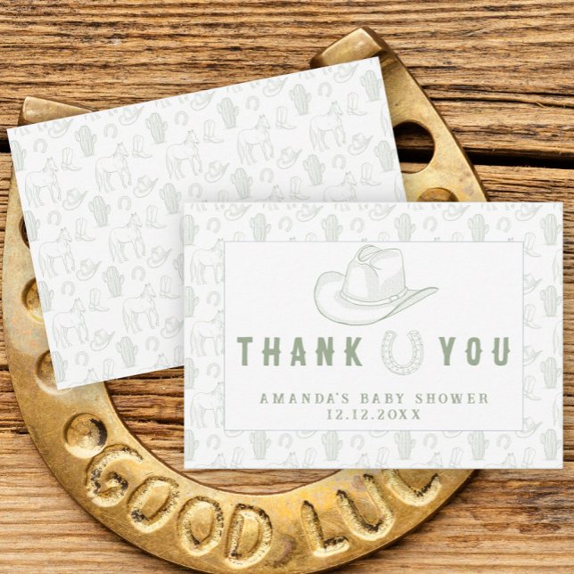 Toile De Jouy Green Cowboy Baby Shower Thank you (Creator Uploaded)