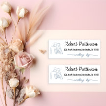 Toile De Jouy Guest Address Labels Blue Couple