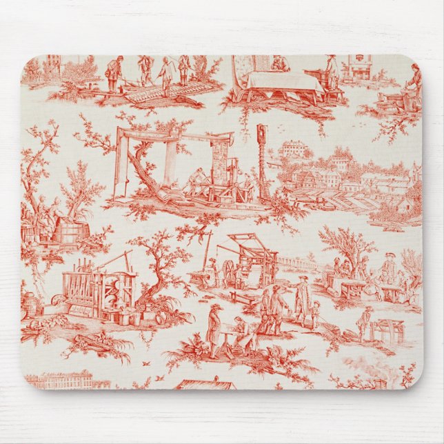 Toile de Jouy, illustrating the processes of manuf Mouse Pad (Front)