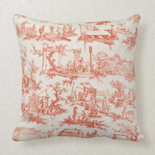Toile de Jouy, illustrating the processes of manuf Throw Pillow