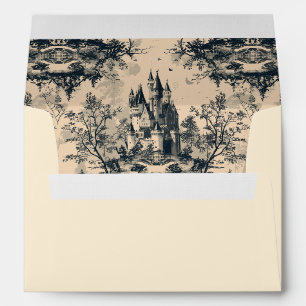 Toile de Jouy Midnight Castle on Aged Ivory  Envelope