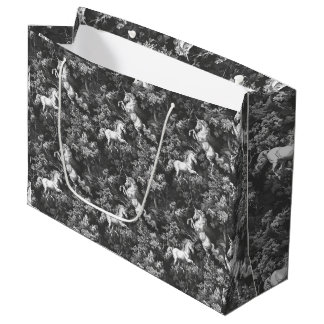 Toile De Jouy Monochrome Unicorns Large Gift Bag