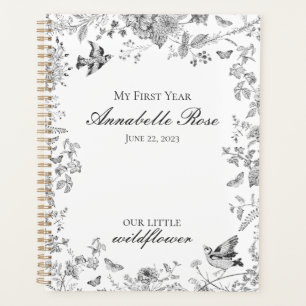 Toile De Jouy Noire Fleurie Mon Premier Anniversai