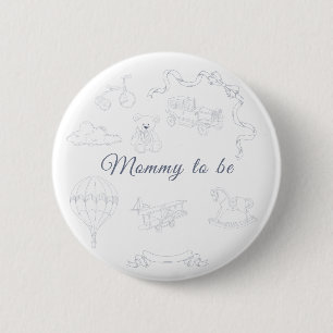 Toile de Jouy Nursery Baby Shower Mommy to be 2 Inch Round Button