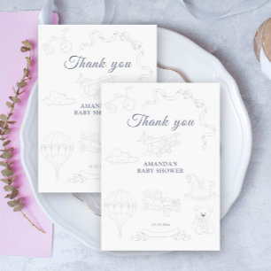 Toile de Jouy Nursery Baby Shower Thank you Card