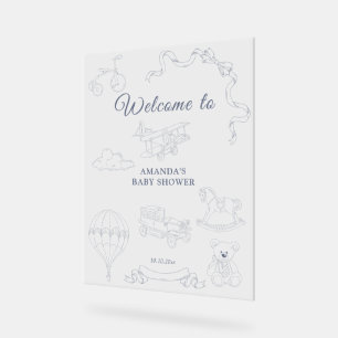 Toile de Jouy Nursery Welcome Baby Shower Acrylic Sign