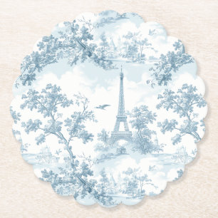 Toile de Jouy Parisian vintage Baby shower Paper Coaster