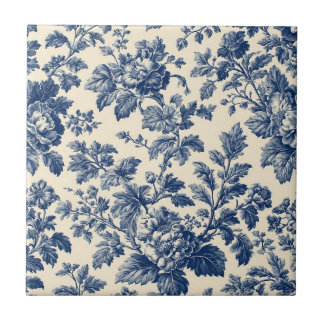 Toile De Jouy Pastoral Countryside Floral Motifs Tile