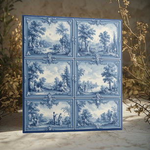 Toile De Jouy Pastoral Countryside Scenery Vintage Tile