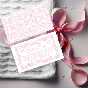 Toile de Jouy Pink Baby Shower Books for Baby Enclosure Card